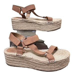 PULL & Bear Platform Velcro Strappy Sandals Suede Espadrilles - US 8 / EU 40